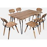 Nature's Edge 60" Dining Table in Live Edge Natural Acacia on Iron Hairpin Legs